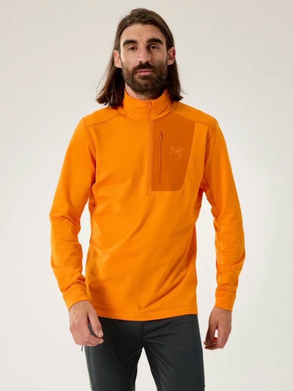 Arc'teryx Men's Orange Zip-Neck Performance Pullover
